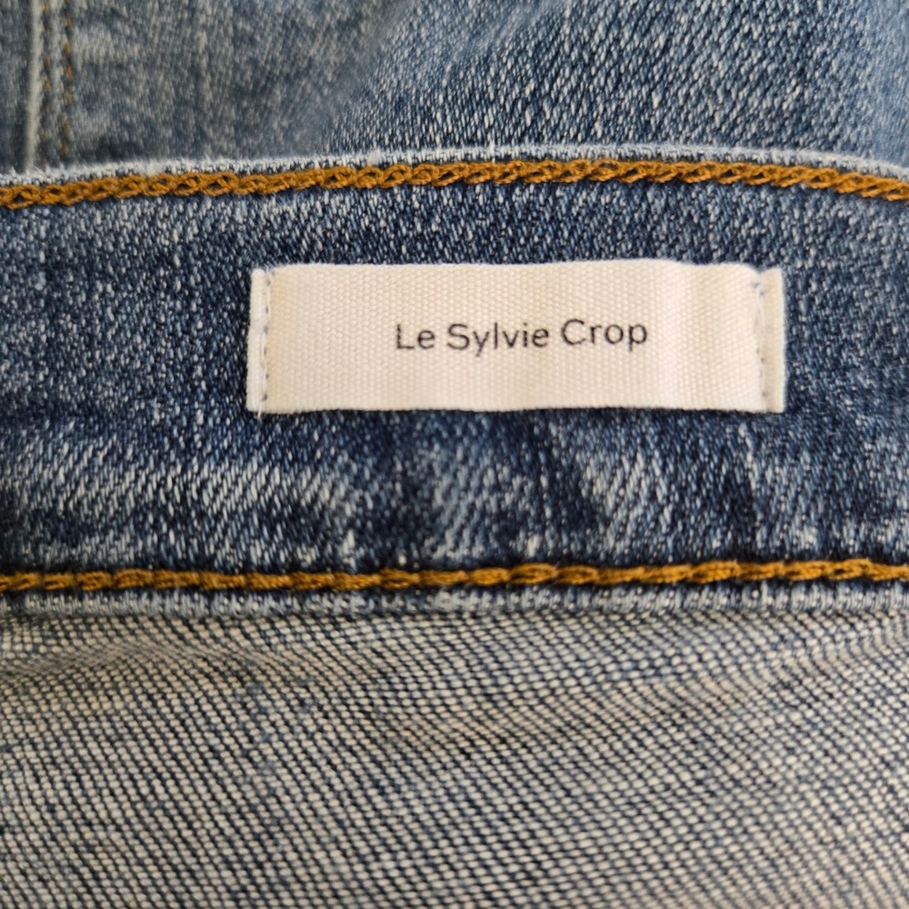 FRAME Le Sylvie Crop Jeans Womens Size 25 Blue Denim Distressed Hem 25x21 Chic - Picture 4 of 13